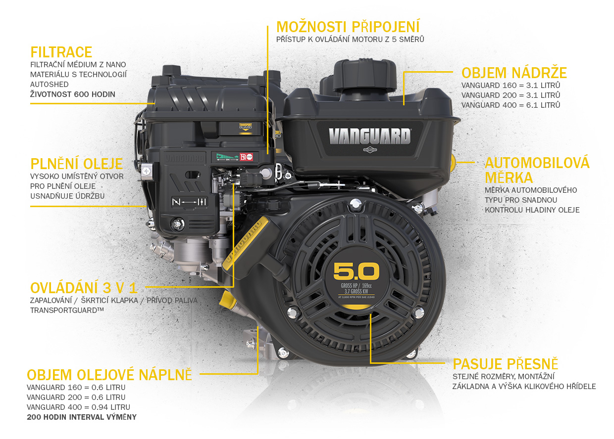 Vanguard 160 200 400 Engine Features