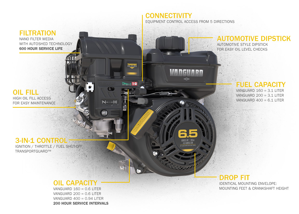 Vanguard 160 200 400 Engine Features