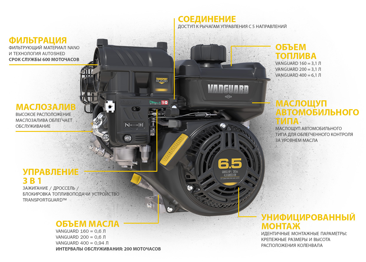 Vanguard 160 200 400 Engine Features