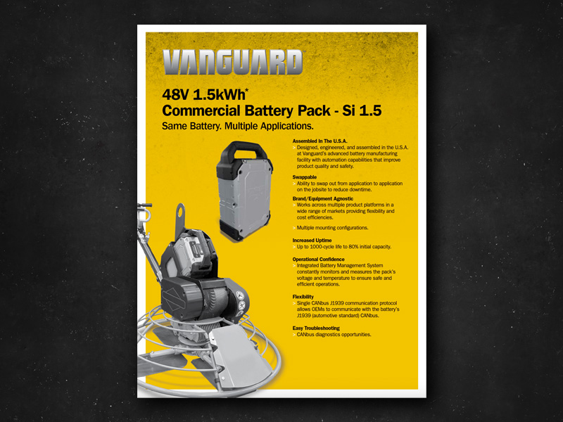 Vanguard swappable battery spec sheet