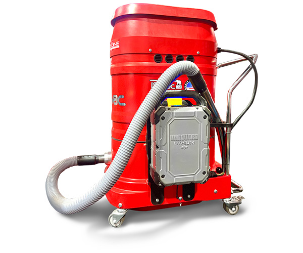 Vanguard’s 48V 1.5kWh* Swappable Battery powering an industrial vacuum