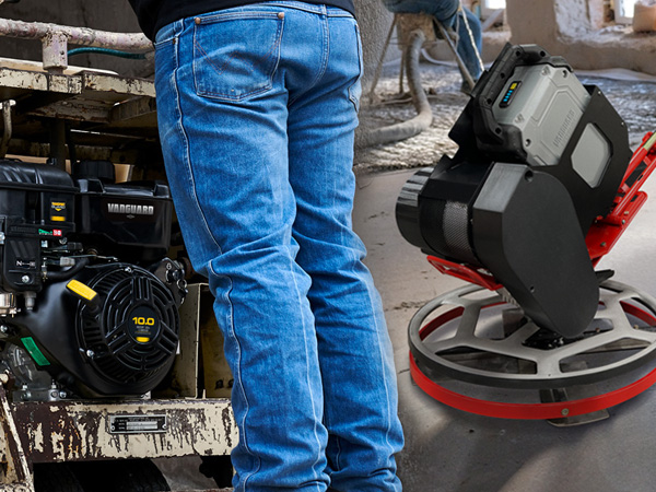 Banner of battery powered concrete equipment and commercial engines