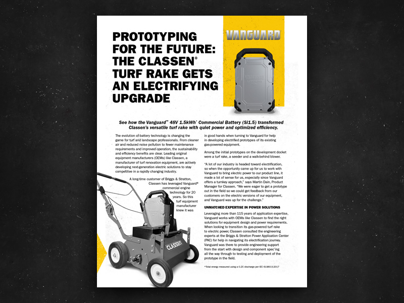 Vanguard swappable battery spec sheet