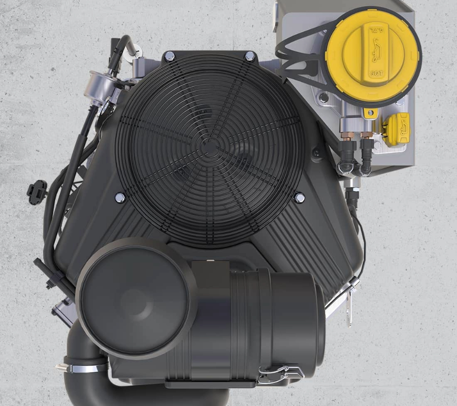 Top view of a Vanguard BIG BLOCK engine and its high-capacity oil reservoir.