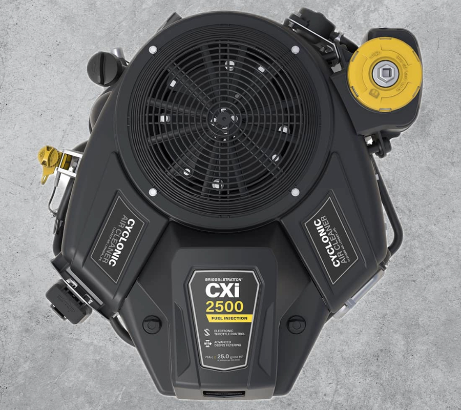 Top view of a Vanguard CXi 2500 engine and its oversized oil fill cap.