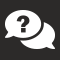 Icon of two overlapping speech bubbles. The one on the left has a question mark in it and overlaps the one on the right. 