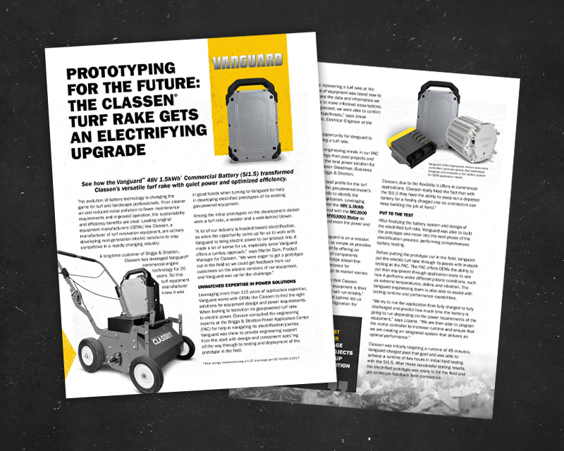 Two pages from the Classen case study on a black background.
