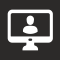Icon of a person’s head and torso displayed on a computer monitor.