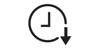 Iconography showing reduced downtime for lithium-ion batteries