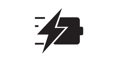 Iconography showing fast recharging of lithium-ion batteries