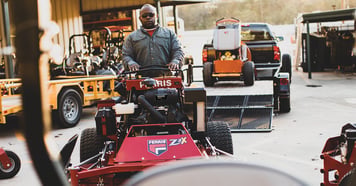 Man on a Ferris ZTR powered by a Vanguard BIG BLOCK