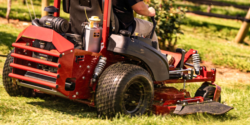 Man operating a ZTR powered by Vanguard 40 HP BIG BLOCK with Oil Guard 