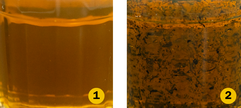 Comparison Clean vs. dirty oil