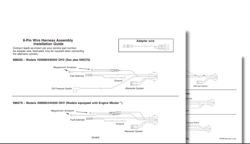 Vanguard Briggs & Stratton 6-Pin Wire Harness Assembly Installation Guide