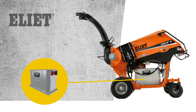 Eliet shredder powered by Vanguard battery